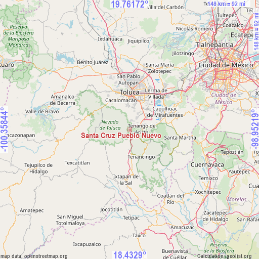 Santa Cruz Pueblo Nuevo on map