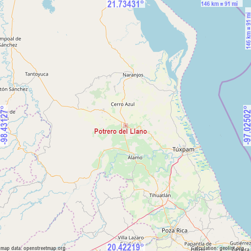 Potrero del Llano on map
