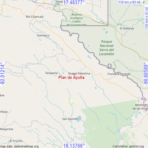 Plan de Ayutla on map
