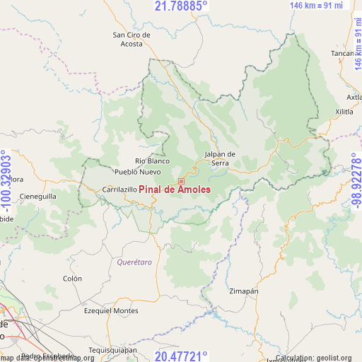 Pinal de Amoles on map