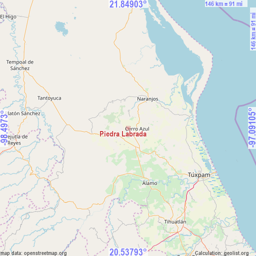 Piedra Labrada on map