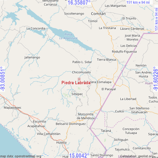 Piedra Labrada on map