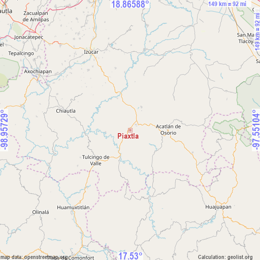 Piaxtla on map