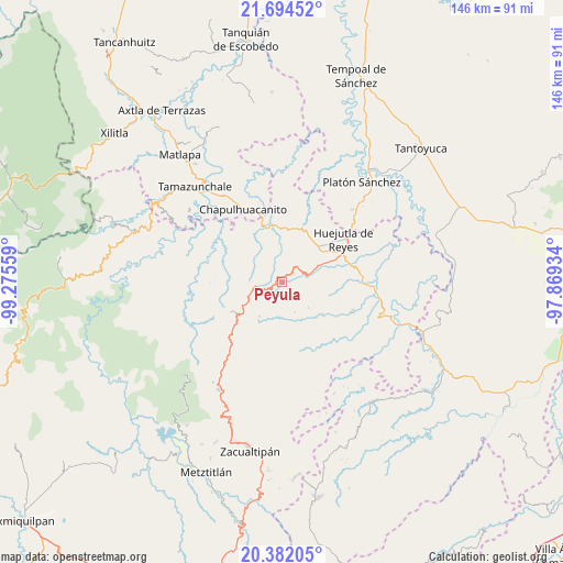 Peyula on map