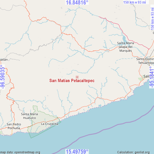 San Matías Petacaltepec on map