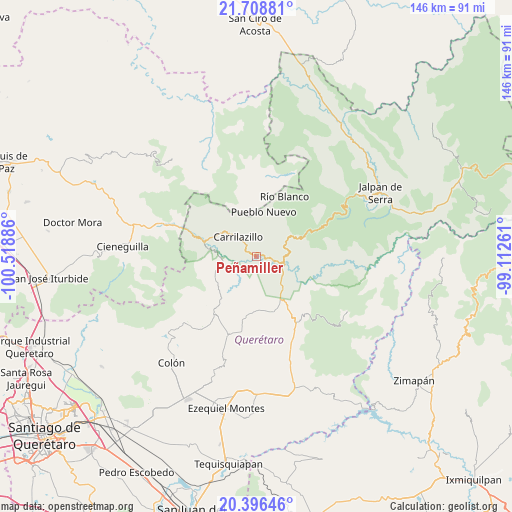 Peñamiller on map