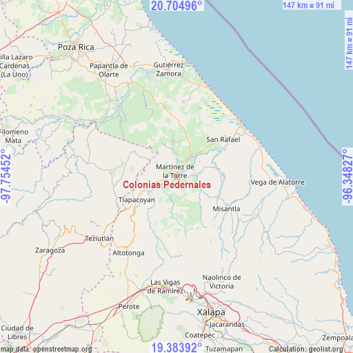 Colonias Pedernales on map