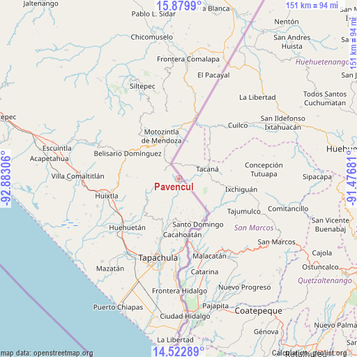 Pavencul on map