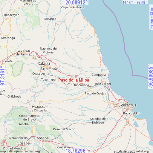 Paso de la Milpa on map