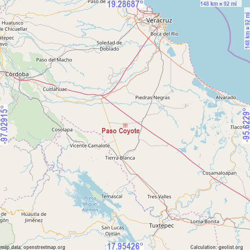 Paso Coyote on map