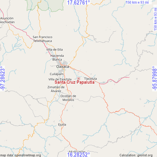 Santa Cruz Papalutla on map