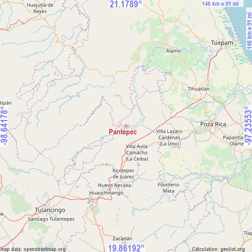 Pantepec on map