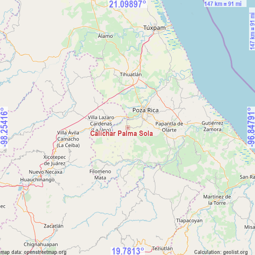 Calichar Palma Sola on map
