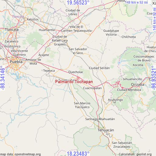 Palmarito Tochapan on map