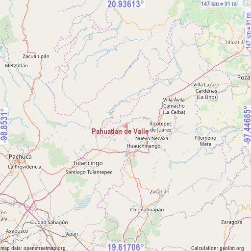 Pahuatlán de Valle on map