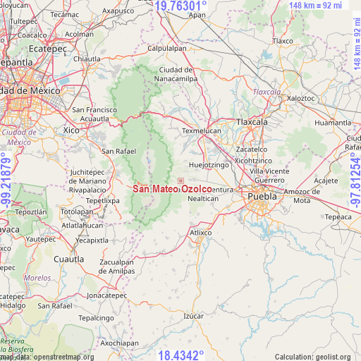 San Mateo Ozolco on map