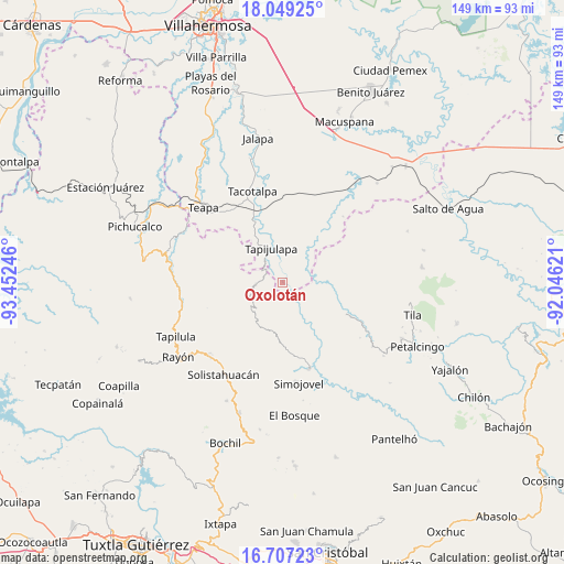 Oxolotán on map