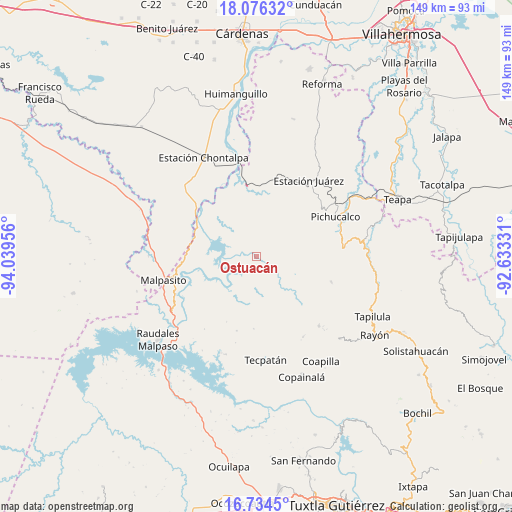 Ostuacán on map