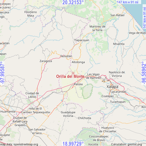 Orilla del Monte on map