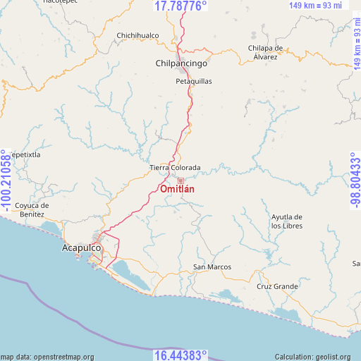 Omitlán on map