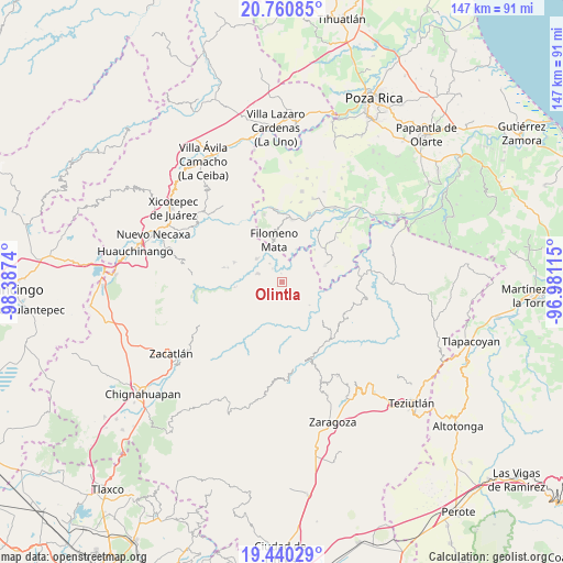 Olintla on map