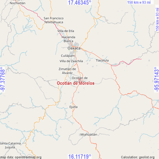 Ocotlán de Morelos on map