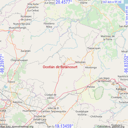 Ocotlán de Betancourt on map
