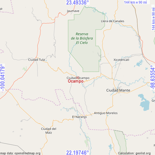 Ocampo on map