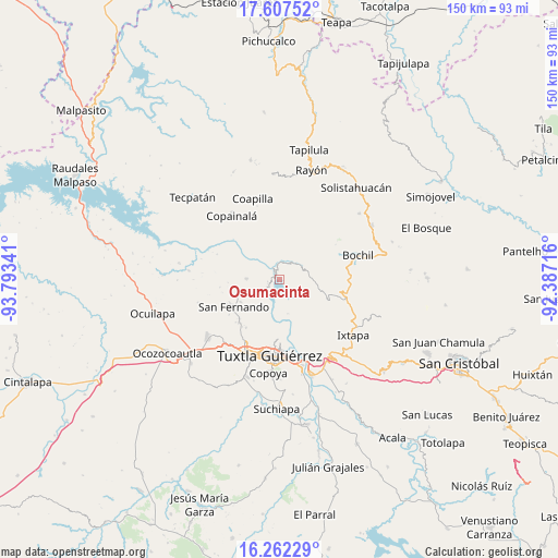 Osumacinta on map