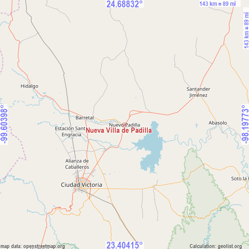 Nueva Villa de Padilla on map