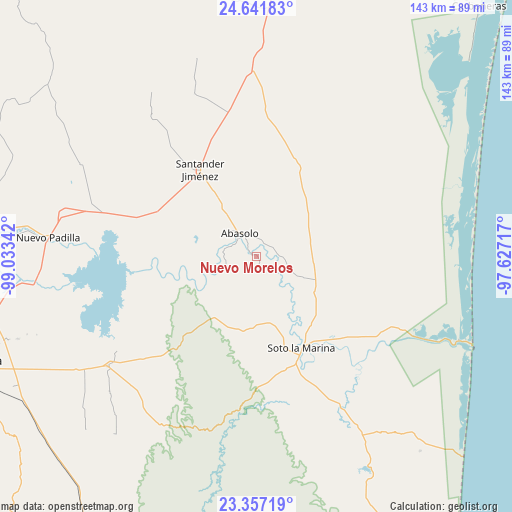 Nuevo Morelos on map