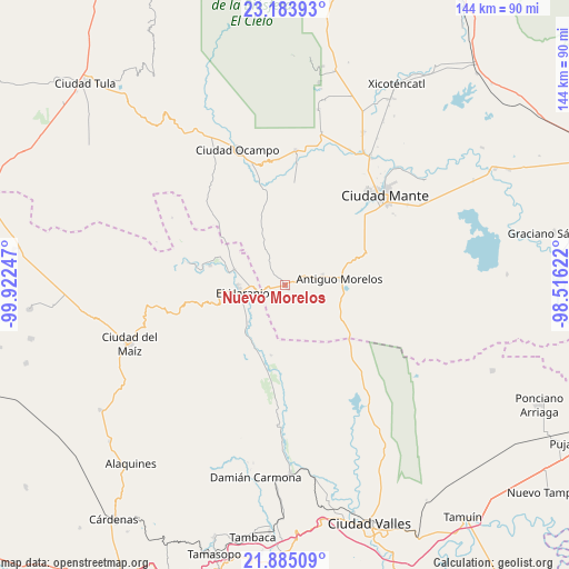 Nuevo Morelos on map