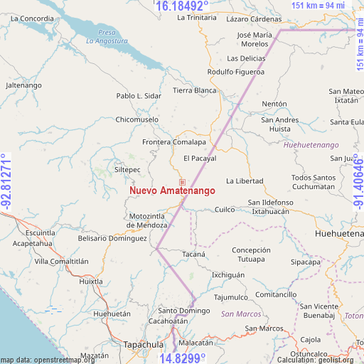 Nuevo Amatenango on map