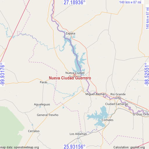 Nueva Ciudad Guerrero on map