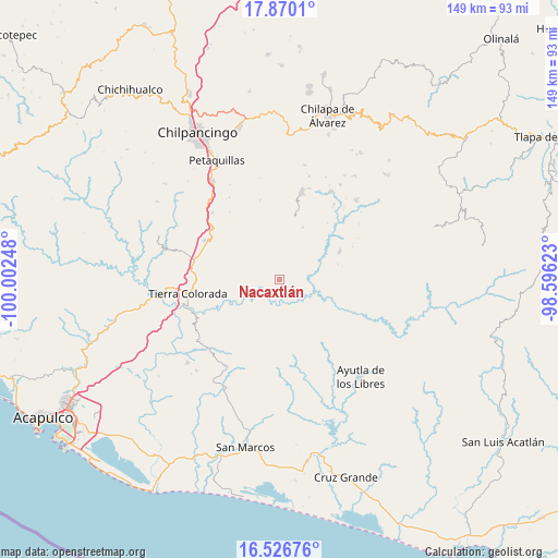 Nacaxtlán on map