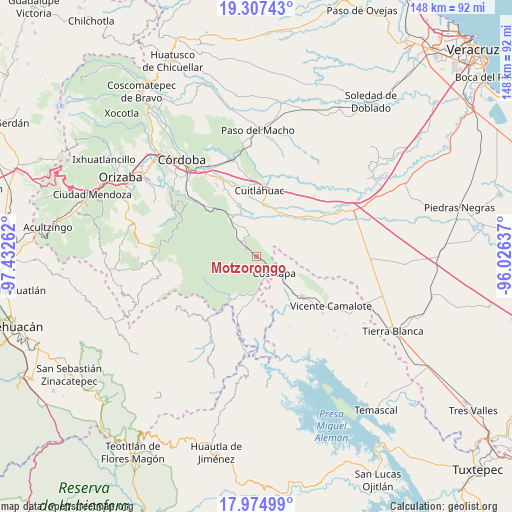 Motzorongo on map