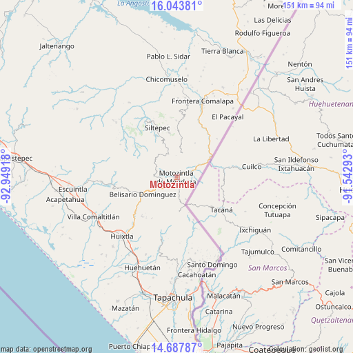 Motozintla on map