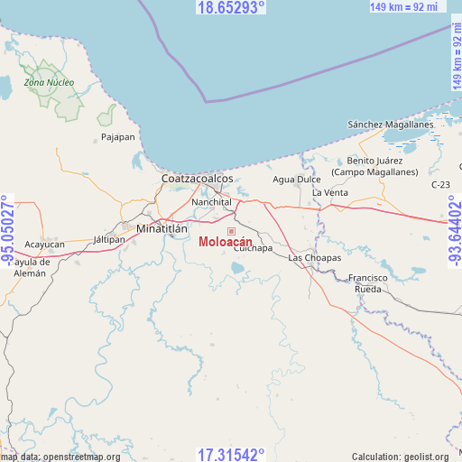 Moloacán on map