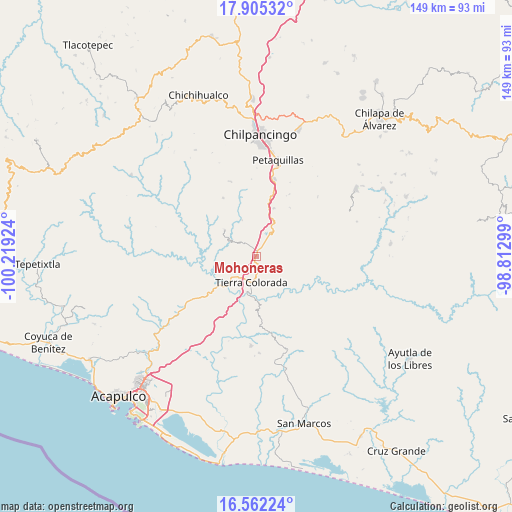 Mohoneras on map
