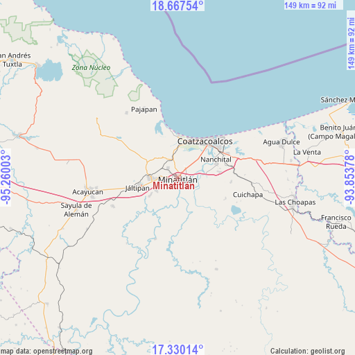 Minatitlán on map