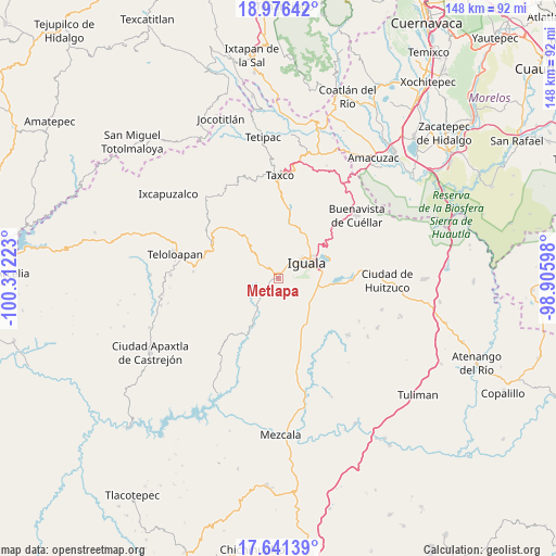 Metlapa on map