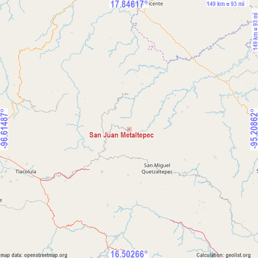 San Juan Metaltepec on map