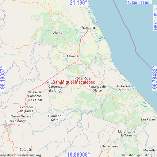 San Miguel Mecatepec on map