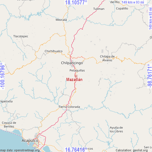 Mazatlán on map