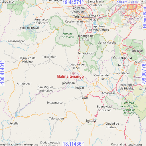 Malinaltenango on map