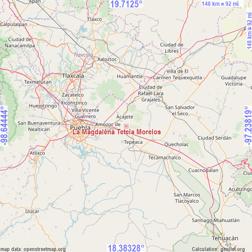 La Magdalena Tetela Morelos on map