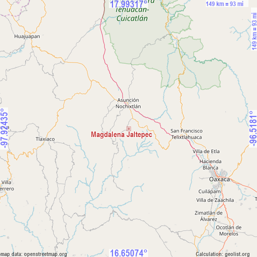 Magdalena Jaltepec on map