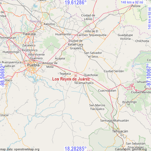 Los Reyes de Juárez on map