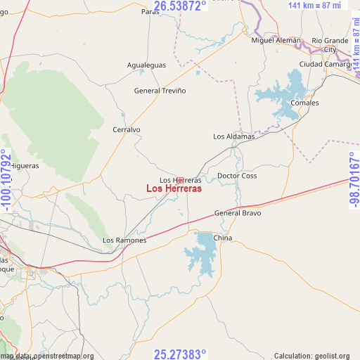 Los Herreras on map