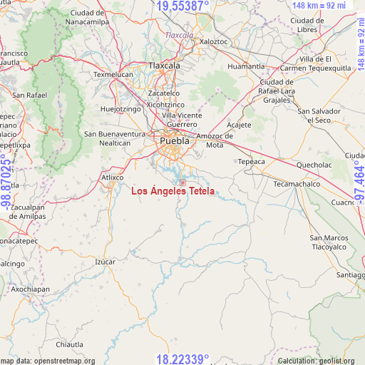 Los Ángeles Tetela on map
